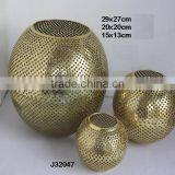 Aluminium ball votive with hand etched patterns in brass finish can be made in other finish