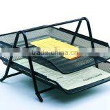 2-Tier Black Metal Mesh Durable Office Desk Tray Organizer thumbnail-2