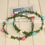 New Handmade Silk Floral Hair Wreath and Flower Head Garland thumbnail-1