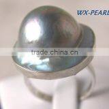 Latest Design Fashion Yellow Gold Lady Pearl Ring thumbnail-3