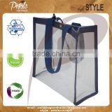 Clear Pvc See Through Jute Trimming Tote Bag With Cotton Web Handle thumbnail-4