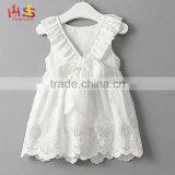 Latest New Model Children Frocks Designs 2016 White Crochet Lace Girl Dress thumbnail-2