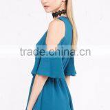 Cold Shoulder Waist Tie Playsuit Summer Jumpsuits for Women 2016 thumbnail-3