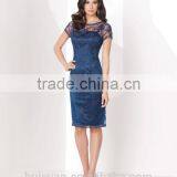 New Fashion Cap Sleeve Lace Satin Knee Length Party Dress thumbnail-2