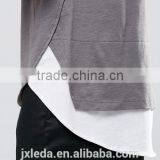 High Quality Plain Super Longline Scoop Curved Hem T-shirt Men thumbnail-3