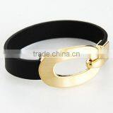 Big Round Circle Charm Brown Genuine Leather Bracelets Diy Genuine Leather Bracelets for Her Gifts 2017 thumbnail-4