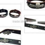 Words Engraved Leather Bracelet,genuine Leather Cross Bracelets,punk Style Wide Bracelets thumbnail-4