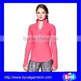 Custom Ladies Running Wear Dry Fit Sport t Shirt Gym Clothing Breathable Half Zip Shirts thumbnail-6