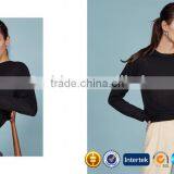 Merino Wool Women Black Crew Neck Sweater thumbnail-3