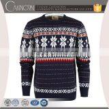 Crew Neck Long Sleeve Snowflake Jacquard Christmas Sweater for Men thumbnail-5