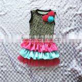 Pernickety Boutique Fashion Lepord Prints Flower Top Baby Girls Clothes Organic Cotton Ruffled Infant Toddler Girls Clothing thumbnail-1