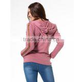 Stylish Street Wear Women Pink Plunge Wrap Front Long Sleeve Hoodie thumbnail-4