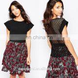 Wholesale Ladies Fabric Round Neckline Lace Back Blouse thumbnail-1