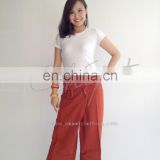 100% Thai Cotton Pregnant Pants Orange Long Wrap Trousers Thai Fisherman Plus Size Pants
