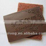 cheap fashion design embossed customized branded logo leather jacket label, pu clothing leather patches