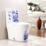 New Arrival Chinese Style One Piece Siphonic Bathroom Ceramic Blue Colored Beautiful Toilets With Hand Paintting