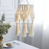 Boho Style Cotton Rope Macrame Woven Wall Hanging Hand Made Indoor Outdoor Decor Macrame Lamp Shade thumbnail-1