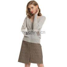 Women Plain Knit Classic V Neck Elastic Rib Cuff Cosy Cashmere Sweater thumbnail-5