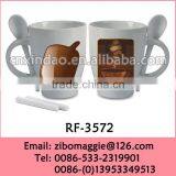 2016 Popular Custom Print White Ceramic Coffee Mugs With Spoon for Chalk Mugs thumbnail-6