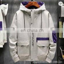 Wholesale Custom Men's Jackets Casual and Comfortable Long-sleeved Hooded Pocket Zipper Japanese Loose Autumn Coat thumbnail-2