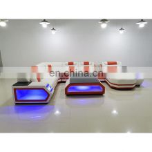Modern Premium Italian Style Leather Sectional Sofa Living Room Furniture Sofas with LED Lights