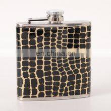 Portable Gift Box Alcohol Liquor Colour Vodka Black Blanks Wholesale Leather Hip Flask Stainless Steel 6oz thumbnail-5