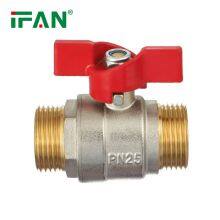IFAN Heat Resistant PN25 Male Threaded Butterfly Brass Ball Valve Cw617N Brass Water Valve
