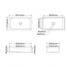 Modern Style 24-inch 61 cm Bathroom Matte Black Ceramic Vessel Sink Countertop Rectangle Matte Black Wash Basin thumbnail-4