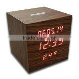 LED Digital Wooden Clock With Calendar, Radio, Bluetooth and Loudspeaker thumbnail-2