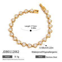 Luxury Stainless Steel Tennis Bracelet Green Zircon Gold Plated Waterproof Hypoallergenic Women Jewelry thumbnail-4