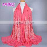 Latest Design Spring Korean Fashion Embroidery Floral Shawl Women Scarf thumbnail-5