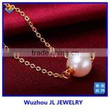 Luxury Simple Natural Water Round Shaoe Pearl Silver Necklace With Gold Necklace thumbnail-1