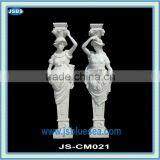 White Marble Woman Statue Column