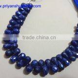 Sodalite Hand made 5*8 mm 82 ct Faceted Drops side drilled 6 inches strand length natural gemstones