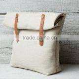 Personalized Waxed Canvas Lunch Bag With Leather Trim Quality Choice thumbnail-4