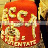 Hand Embroidery Mecca Temple 5 Shriner Fez Hat 2 Row Rhinestones Embroidery thumbnail-2