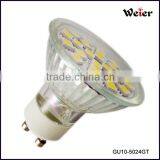 Glass With Cover GU10 5050 230V 24 SMD Led 3.5W 120degree
