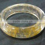 58mm Inside Diameter Gold Rutilated Quartz Natural Stone Bangle thumbnail-1