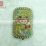 Metal Souvenir Compact Mirror/charm Brass Cosmetic Rhinestone Mirror thumbnail-1