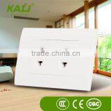 USA Standard Wall Mount White Double Twin 2 Pin Electrical Socket Outlet Plug
