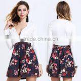 OEM&ODM Welcomed Sexy V Neck Floral Short Mini Dress Long Sleeved RYG-Q123 thumbnail-2