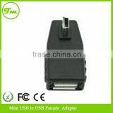 High Quality Mini USB Male to USB Female 90 Degree Vertical Right Angled Adapter
