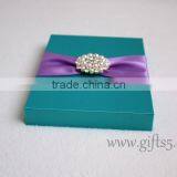 Custom Handcraft Blue Wedding Invitations Silk Box thumbnail-4