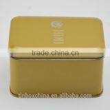 Dongguan Factory Direct Gold Rectangle Gift Packaging Tin Can