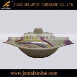 13" Tea Color Oval Handle Bowl W/lid-melamine Ware thumbnail-1