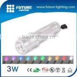 Mini Battery Powered Aluminum Full Color Changing 3W Men Flashlight Toy