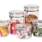 Clear Plastic 5-Piece Acrylic Canister with Airtight Clamp Lids