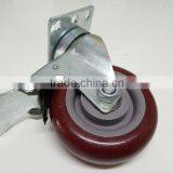 JY-503|5 Inch Industrial Caster|Medium Duty PU Rubber Caster Wheel With Brake|PU Rubber Caster Wheel thumbnail-3