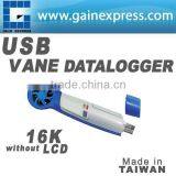 USB Mini Vane Wind Speed Data Logger Without LCD 16K Memory With Ambient Temperature and Humidity Made in Taiwan thumbnail-1