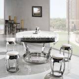TH282 Hot Sale White Round Marble Space Saving Dining Table thumbnail-2
